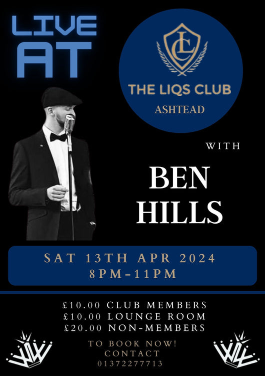 Live Music with Ben Hills - 8pm Saturday 13th April 2024