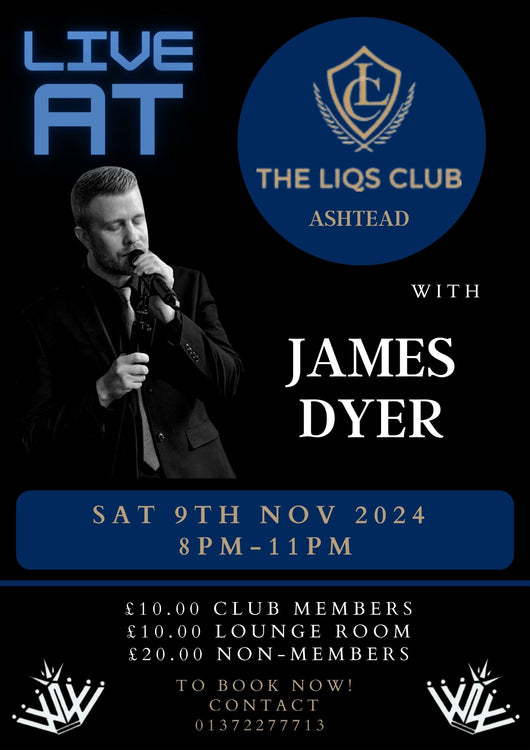 Live Music with James Dyer - 8pm Saturday 9th November 2024